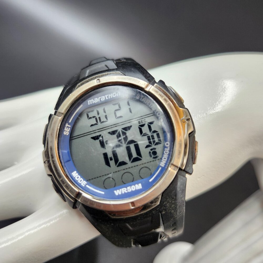 Timex Marathon Watch Water Resistant Black & Silver Toned